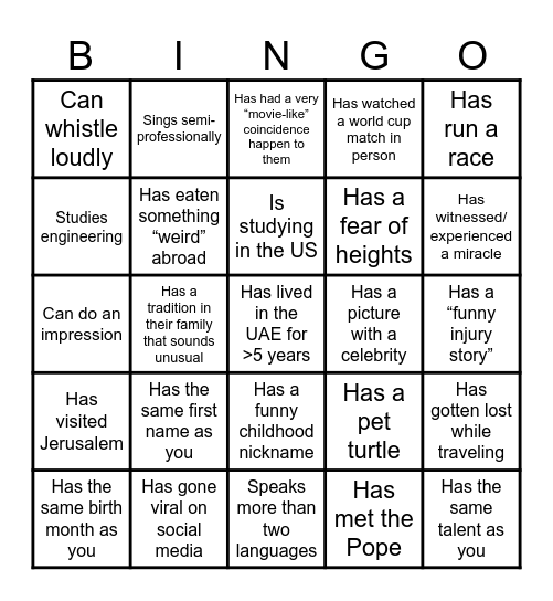 Find someone who... Bingo Card