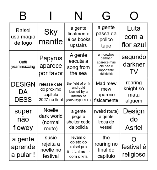 Deltarune Chapter 5 Bingo Card