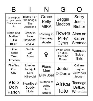 Musikk bingo Card