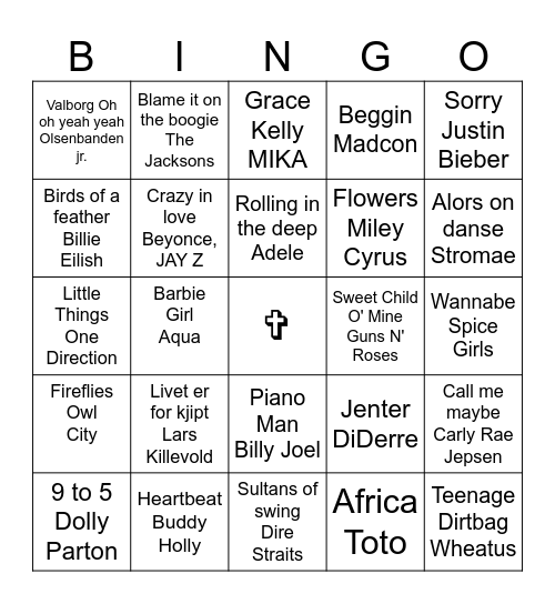 Musikk bingo Card