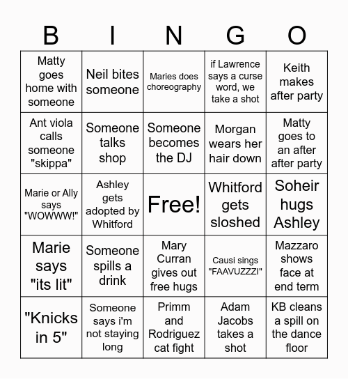 End Term 2026 Bingo Card