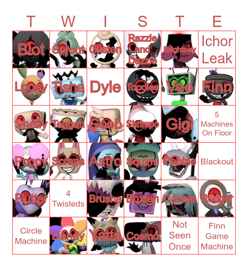 Twisteds Bingo Card