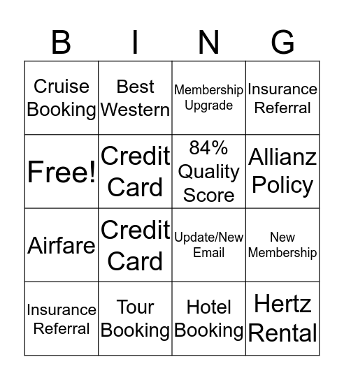 AAA Bingo To Your Goal Bingo Card