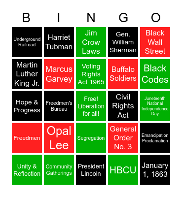 Juneteenth Bingo Card