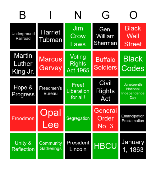 Juneteenth Bingo Card