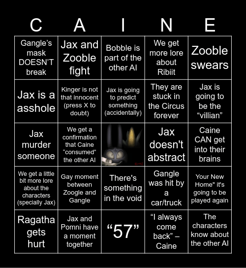 Ep 9 of The Amazing Digital Circus Bingo Card
