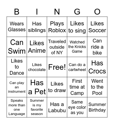 G4 Bingo! Bingo Card