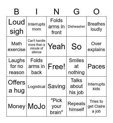 Dad-ingo Bingo Card