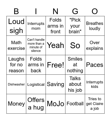 Dad-ingo Bingo Card