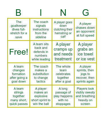 HMS Football World Cup Bingo Card