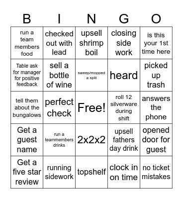 Fins Bingo Card