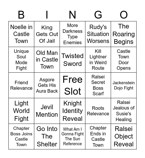 DELTARUNE Chapter 5 Bingo Board Bingo Card
