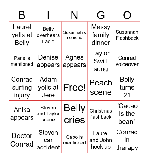 TSITP SEASON 3 PART 1 Bingo Card