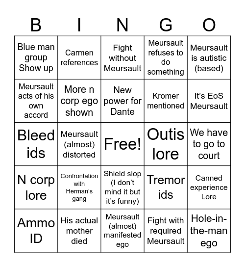 Canto 10 Bingo Card
