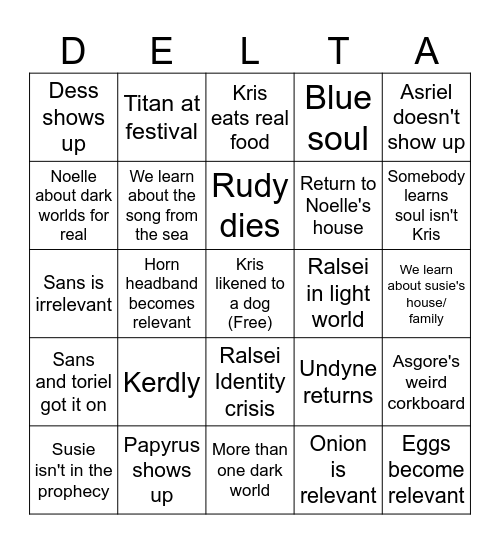 Deltaing my run 5 Bingo Card