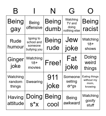 All of the things that I did Bingo Card