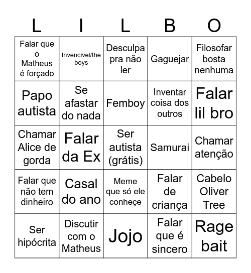 Autism Bingo Card