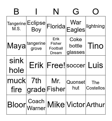 Tangerine Bingo Card