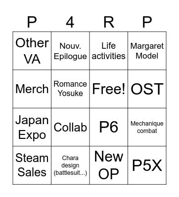 P4R LIVE BINGO Card