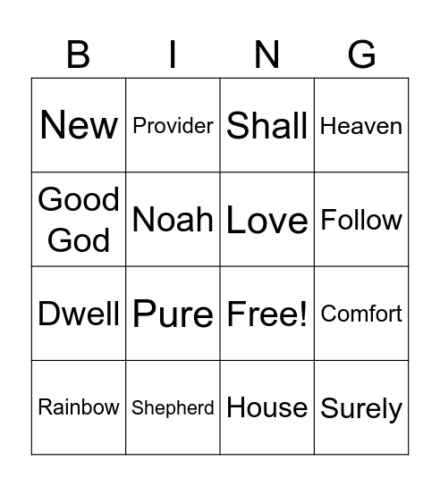Psalm 23 VBS Bingo Card