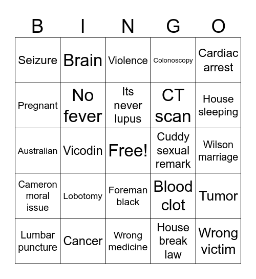 House Bingo Card
