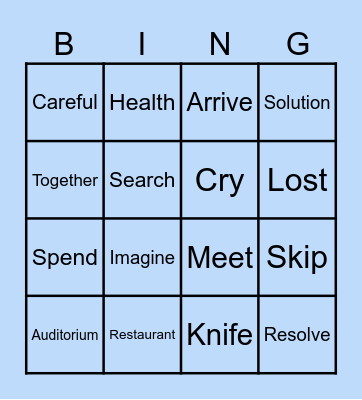 Pronoun Bingo Card