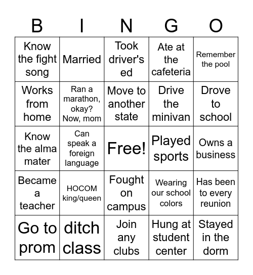 WARRIOR BINGO Card