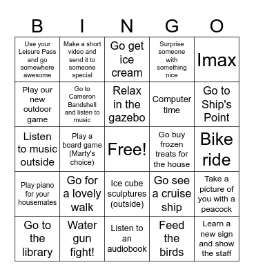 Heron House Summer Bingo (Marty Addition) Bingo Card