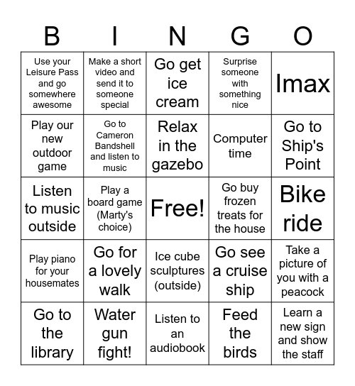 Heron House Summer Bingo (Marty Addition) Bingo Card