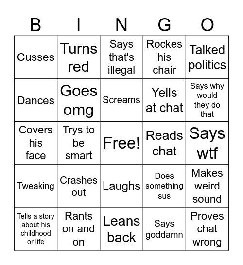 Joe Bingo Card