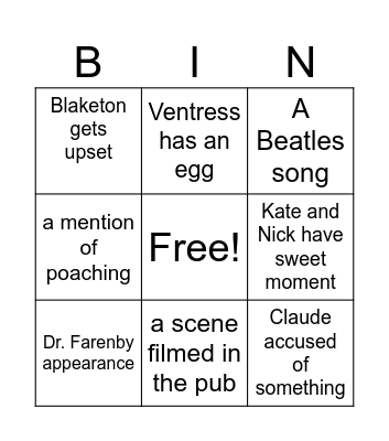 Heartbeat Bingo Card