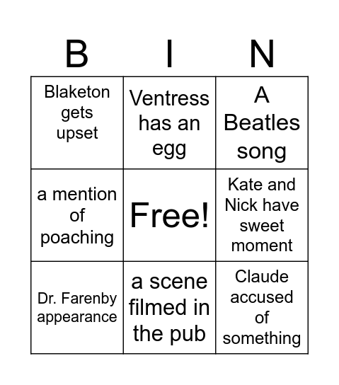 Heartbeat Bingo Card