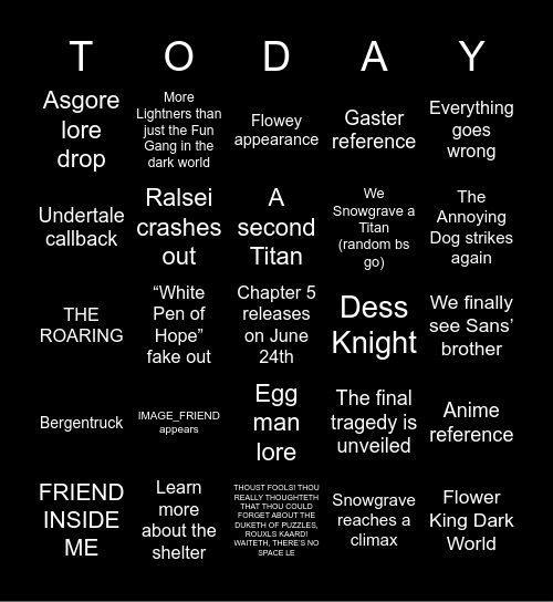 DELTARUNE CHAPTER 5 Bingo Card