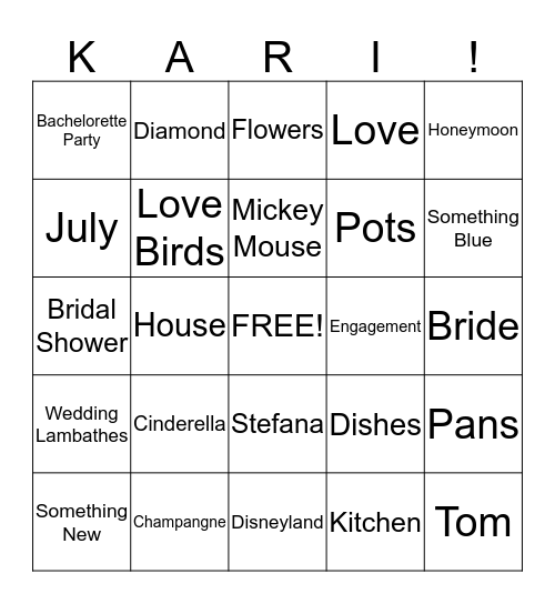 Kari's Bingo Card