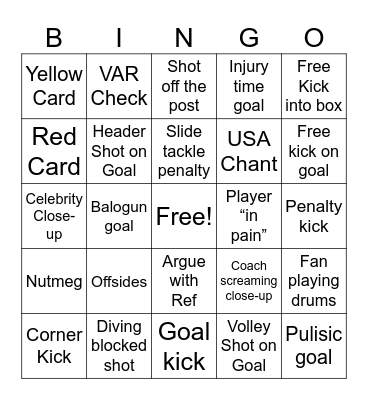 USA vs Australia Bingo Card