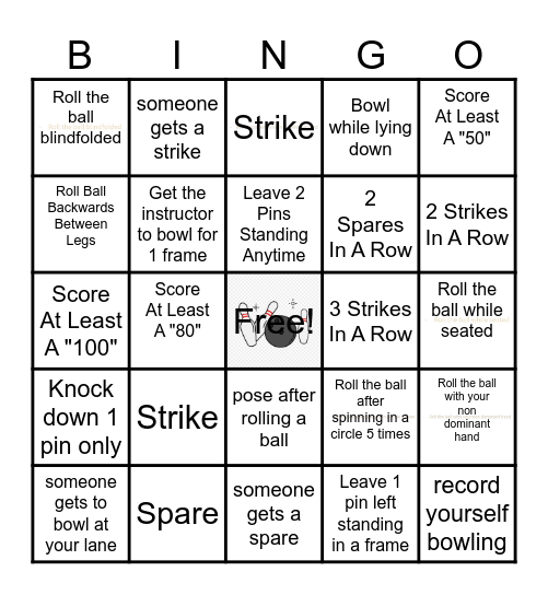 Bowling Bingo Card