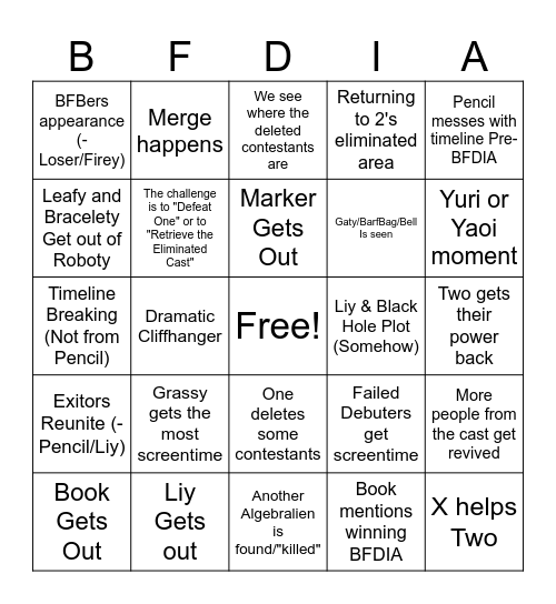 TPOT 23 Bingo Card