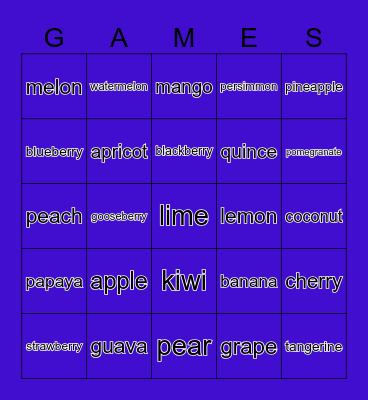 Fruit Bingo Card