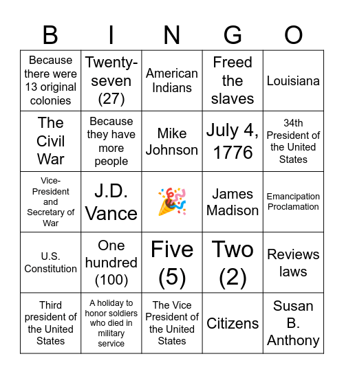 128 Q Set 1 Bingo Card