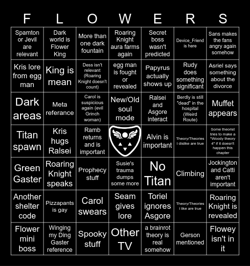 Deltarune Chapter 5 Bingo Card