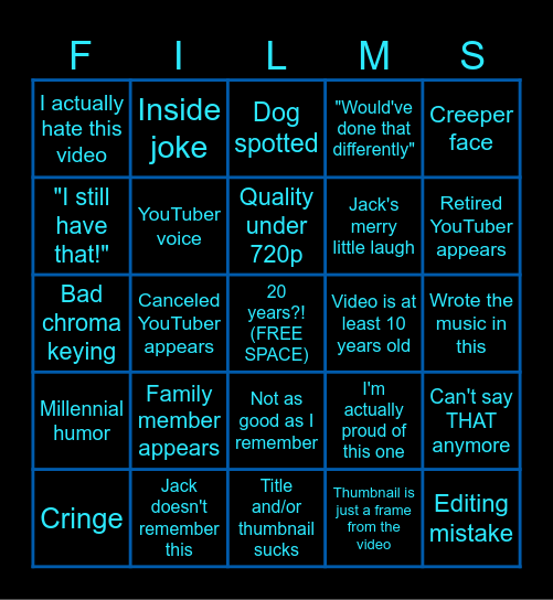 Jacksfilms 20th Anniversary Bingo Card