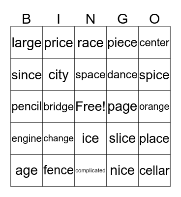 Unit 14 Bingo Card