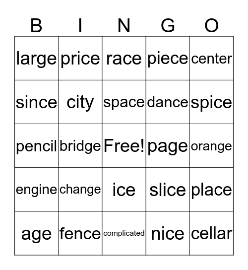 Unit 14 Bingo Card