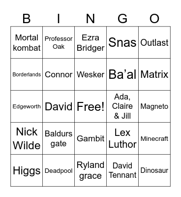 Supanova bingo Card