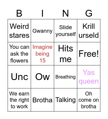 Anahad Bingo Card