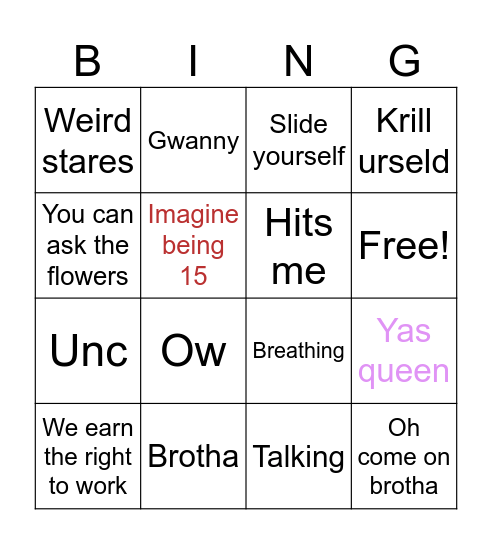 Anahad Bingo Card