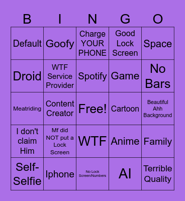 Lock Screen Bingo Card