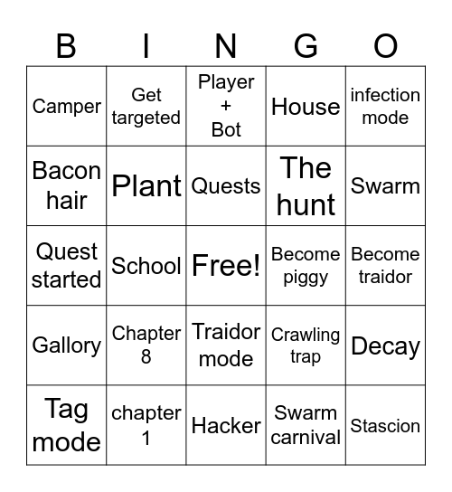 Piggy bingo Card