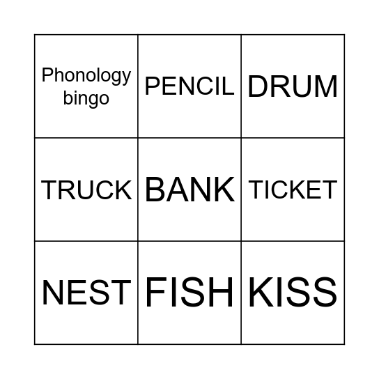 Phonology Bingo Card
