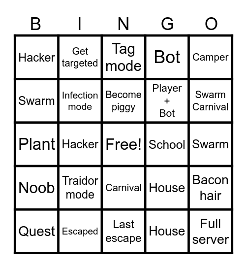 Piggy Bingo Card